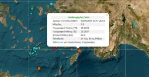 Ισχυρός σεισμός 5,8 Ρίχτερ τα ξημερώματα ανοιχτά της Ρόδου – Καθησυχαστικοί οι σεισμολόγοι